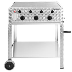 Grill gazowy – 10 kW – 3 palniki – w zestawie z mobilną podstawą, rusztem i blachą