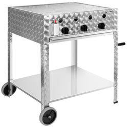 Grill gazowy – 10 kW – 3 palniki – w zestawie z mobilną podstawą, rusztem i blachą