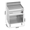 Płyta grillowa – gazowa – ryflowana – 8 kW – z podstawą