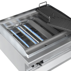 Grill gazowy TORONTO - 1100 mm - drewniany panel przedni - czarny granitowy blat roboczy kuchenny - szyba żaroodporna