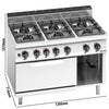 Kuchenka – gazowa – 42 kW – z 6 palnikami – z piekarnikiem gazowym statycznym 7,8 kW