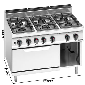 Kuchenka gazowa - 42 kW - 6 palnikowa- włącznie z piekarnikiem gazowym statycznym - 7,8 kW - Prime Gastro