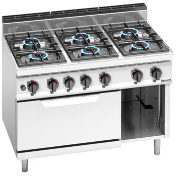 Kuchenka gazowa - 42 kW - 6 palnikowa- włącznie z piekarnikiem gazowym statycznym - 7,8 kW - Prime Gastro