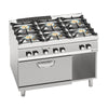 Kuchenka – gazowa – 60 kW – z 6 palnikami – z piekarnikiem elektrycznym z termoobiegiem 4,68 kW – model o dużej mocy