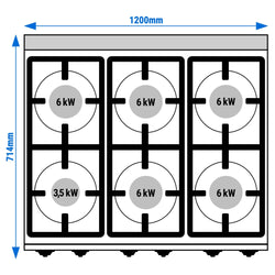 Gazowa Kuchenka - 33,5 kW - 6 palnikowa