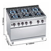 Kuchenka – gazowa – 53,5 kW – z 6 palnikami – z piekarnikiem gazowym statycznym 12 kW