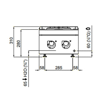 Kuchenka gazowa - 12 kW - 2 palnikowa - Prime Gastro