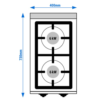 Kuchenka gazowa - 12 kW - 2 palnikowa - Prime Gastro
