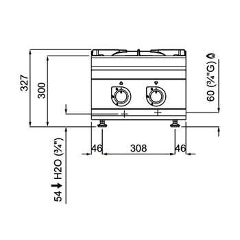 Kuchenka gazowa - 20 kW - 2 palnikowa - model o wysokiej wydajności - Prime Gastro