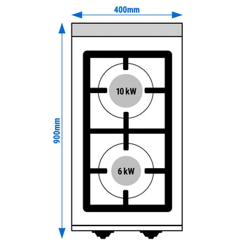 Kuchenka gazowa - 16 kW - 2 palnikowa - Prime Gastro