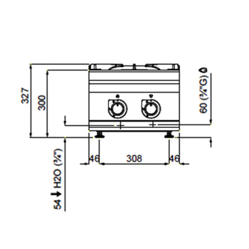 Kuchenka gazowa - 16 kW - 2 palnikowa - Prime Gastro