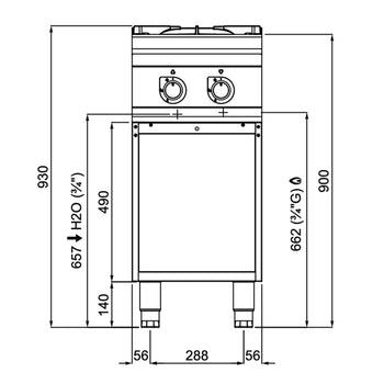 Kuchenka gazowa - 16 kW - 2 palnikowa - Prime Gastro