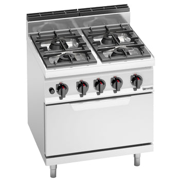 Kuchenka gazowa - 28 kW - 4 palnikowa- włącznie z piekarnikiem gazowym statycznym - 7,8 kW - Prime Gastro