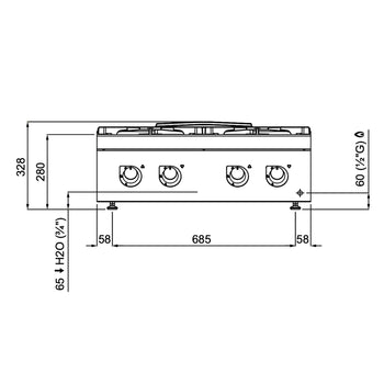 Kuchenka gazowa - 24 kW - 4 palnikowa - Prime Gastro