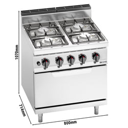 Kuchenka gazowa – 21,5 kW – 4 palniki – wraz z piekarnikiem gazowym statycznym – 7,8 kW