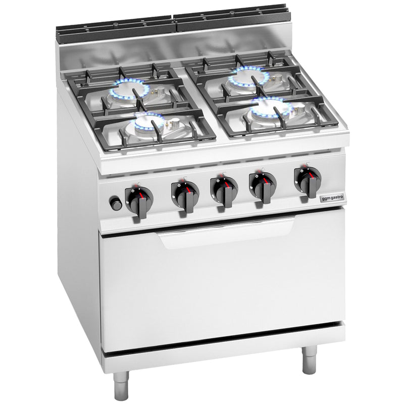 Kuchenka gazowa – 21,5 kW – 4 palniki – wraz z piekarnikiem gazowym statycznym – 7,8 kW