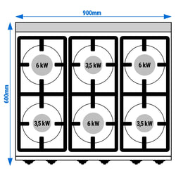 Kuchenka gazowa - 28,5 kW - 6 palników