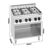 Kuchenka – gazowa – 28,5 kW – z 6 palnikami – z podstawą