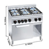 Kuchenka – gazowa – 28,5 kW – z 6 palnikami – z piekarnikiem gazowym statycznym 3,5 kW