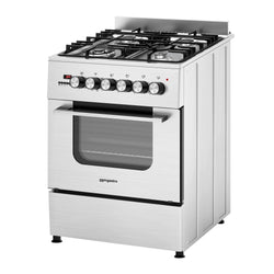 Kuchenka gazowa – 8,4 kW – 4 palniki – z piekarnikiem elektrycznym – 3,85 kW i okapem z cyrkulacją powietrza