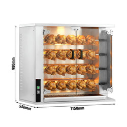 Grill gazowy do kurczaka PREMIUM - 18,8 kW - z 4 szpikulcami na 20 kurczaków