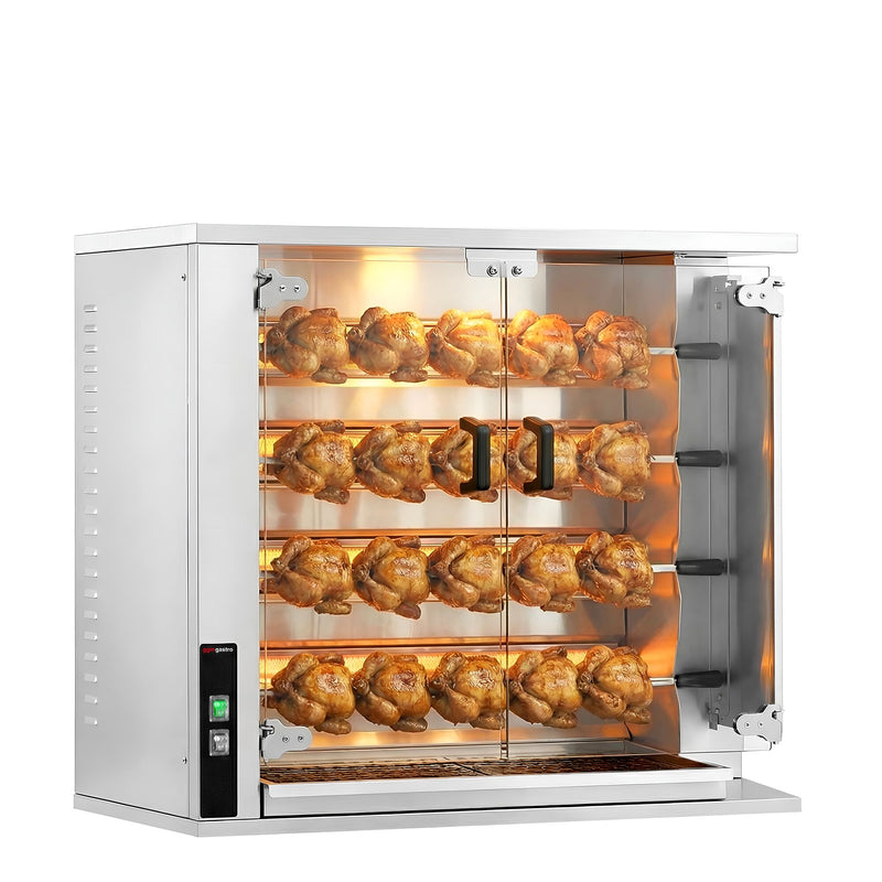 Grill gazowy do kurczaka PREMIUM - 18,8 kW - z 4 szpikulcami na 20 kurczaków