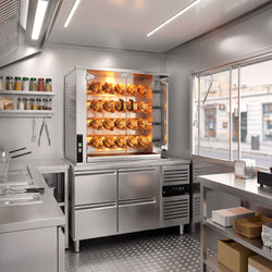 Grill gazowy do kurczaka PREMIUM - 18,8 kW - z 4 szpikulcami na 20 kurczaków