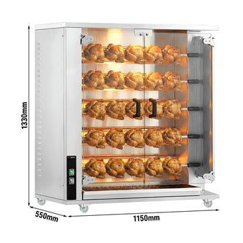 Grill gazowy do kurczaka PREMIUM - 23,5 kW - z 5 szpikulcami na 25 kurczaków