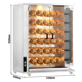 Grill gazowy do kurczaka PREMIUM - 28,2 kW - z 6 szpikulcami na 30 kurczaków