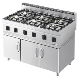 Kuchenka gazowa - 36 kW - 6 palnikowa - z podstawą z 3 drzwiczkami