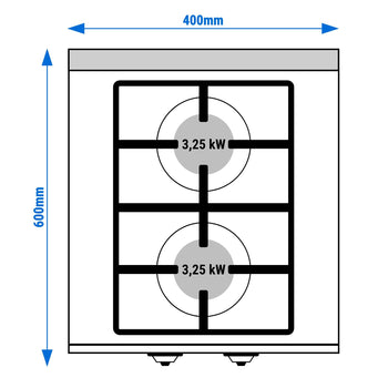 Kuchenka gazowa - 6,5 kW - 2 palnikowa - Prime Gastro