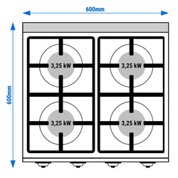 Kuchenka gazowa - 13 kW - 4 palnikowa