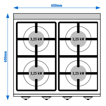 Kuchenka gazowa - 13 kW - 4 palnikowa - Prime Gastro