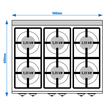 Kuchenka gazowa - 19,5 kW - 6 palnikowa - Prime Gastro