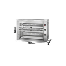 Grill gazowy do kurczaka PREMIUM - 17,7 kW - z 3 szpikulcami na 18 kurczaków