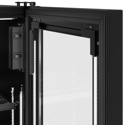 Szafa chłodnicza przeszklona PREMIUM - 463L- 500mm - bezramowe drzwi - 1‑drzwiowa, drzwi skrzydłowe, drzwi szklane - oświetlenie LED - cyfrowy wyświetlacz temperatury - Czarna - Dla PL - 0–7°C