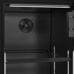 Szafa chłodnicza przeszklona PREMIUM - 1552L- 1500mm - bezramowe drzwi - 3‑drzwiowa, drzwi skrzydłowe, drzwi szklane - oświetlenie LED - cyfrowy wyświetlacz temperatury - Czarna - Dla PL - 0–7°C