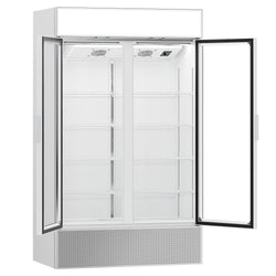 Szafa chłodnicza przeszklona - 1048L-1200mm - bezramowe drzwi - 2‑drzwiowa, drzwi skrzydłowe, drzwi szklane - z podświetlanym panelem reklamowym - oświetlenie LED - Dla PL - 1–10°C