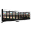 (5 pcs) Commercial Beverage Display Fridge with Illuminated Canopy - 6000mm - 6000 Litres - with 10 hinged glass doors - LED lighting - Black - Temperature range 1 to 10 °C