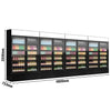 (4 pcs) Commercial Beverage Display Fridge with Illuminated Canopy - 4800mm - 4800 Litres - with 8 hinged glass doors - LED lighting - Black - Temperature range 1 to 10 °C