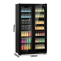 Lodówka na napoje - 1230 litrów - bezramkowa konstrukcja - 2 szklane drzwi