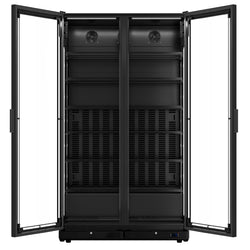 Szafa chłodnicza przeszklona PREMIUM - 760L-1200mm - bezramowe drzwi - 2‑drzwiowa, drzwi skrzydłowe, drzwi szklane - oświetlenie LED - cyfrowy wyświetlacz temperatury - Czarna - Dla PL - 0–7°C
