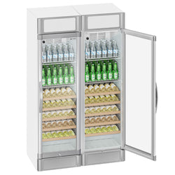 (2 szt.) Chłodziarka do napojów - 690 litrów - z 2 szklanymi drzwiami i wyświetlaczem reklamowym