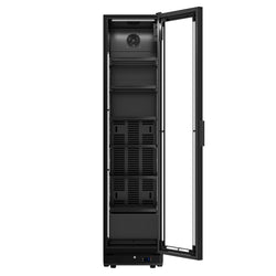 Szafa chłodnicza przeszklona PREMIUM - 463L- 500mm - bezramowe drzwi - 1‑drzwiowa, drzwi skrzydłowe, drzwi szklane - oświetlenie LED - cyfrowy wyświetlacz temperatury - Czarna - Dla PL - 0–7°C