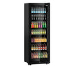 Szafa chłodnicza przeszklona PREMIUM - 455L-750mm - bezramowe drzwi - 1-drzwiowa, drzwi skrzydłowe, drzwi szklane - oświetlenie LED - sterowanie elektroniczne - cyfrowy wyświetlacz temperatury - Czarna - Dla PL - 0–7°C