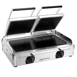 Glass Ceramic Contact Grill – 3.4 kW – Smooth Bottom & Ribbed Top – Grilling Surface: 2 x220x220mm