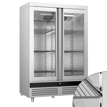 Chłodziarka ze stali nierdzewnej PREMIUM - GN 2/1 - 1400 litrów - z 2 szklanymi drzwiami - Prime Gastro