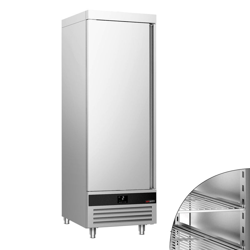 Szafa chłodnicza ze stali nierdzewnej PREMIUM - GN 2/1 - 600L - 700x843mm - 1 drzwi - chłodzenie wentylowane; samozamykające drzwi