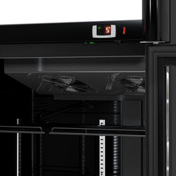 Chłodziarka do napojów - 880 litrów - Czarna - z 2 szklanymi drzwiami & wyświetlaczem reklamowym