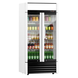 Szafa chłodnicza przeszklona - 630L - 925mm - 2‑drzwiowa, drzwi skrzydłowe, drzwi szklane - oświetlenie LED - Dla PL - 2–8°C